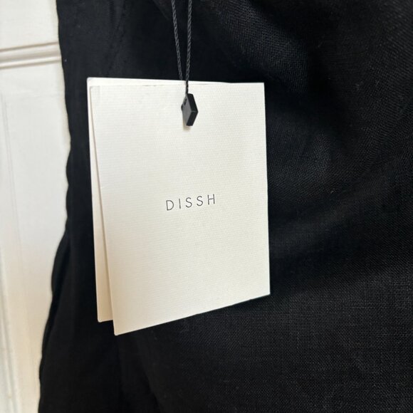 DISSH Dulce Mini Dress Black Linen Short Strapless Tube Layered Zip 34 5712 - Picture 10 of 10